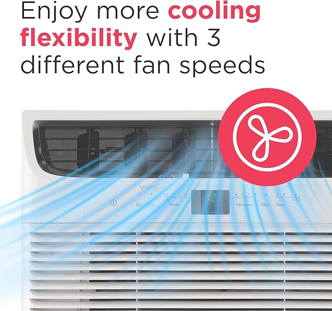 10,000 BTU Window Air Conditioner with Remote Control, Cools Up to 450 Sq. Ft., Quiet Operation, Eco Mode, 3 Fan Speeds, Auto