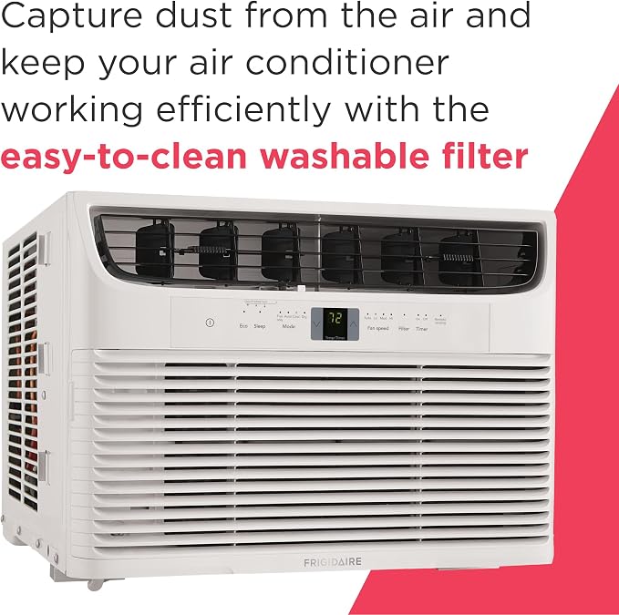 10,000 BTU Window Air Conditioner with Remote Control, Cools Up to 450 Sq. Ft., Quiet Operation, Eco Mode, 3 Fan Speeds, Auto