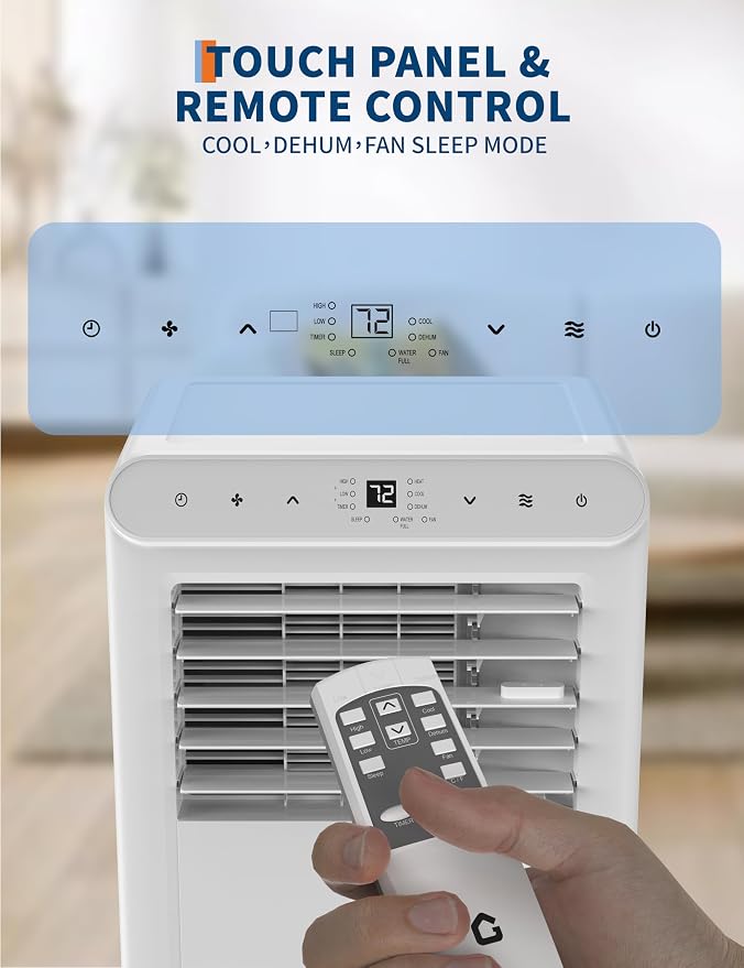 10,000 BTUs Portable Air Conditioners, Portable AC for Room Up to 450 Sq.Ft, 3 in-1 Quiet AC Unit with Fan & Dehumidifier
