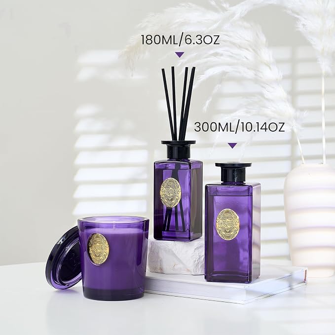 10.14 oz Large Reed Diffuser Set | Lavender Glow Scent Oil Diffuser with Sticks | Hotel Collection made from natural