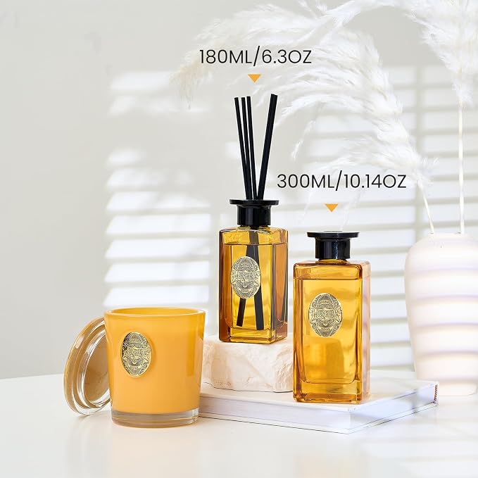 10.14 oz Large Reed Diffuser Set | Neroli Noir Scent Oil Diffuser with Sticks |Hotel Collection made from natural materials