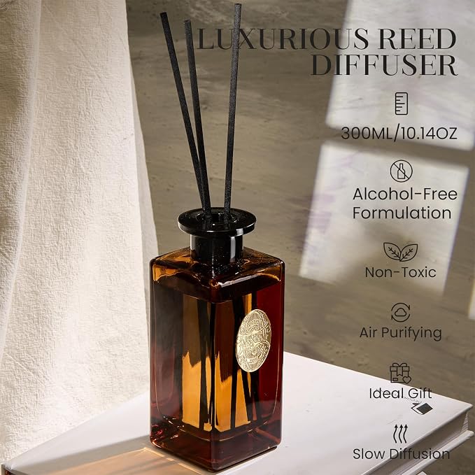 10.14 oz Large Reed Diffuser Set | Under The Fig Scent Home Oil Diffuser with Sticks |Hotel Collection made from natural