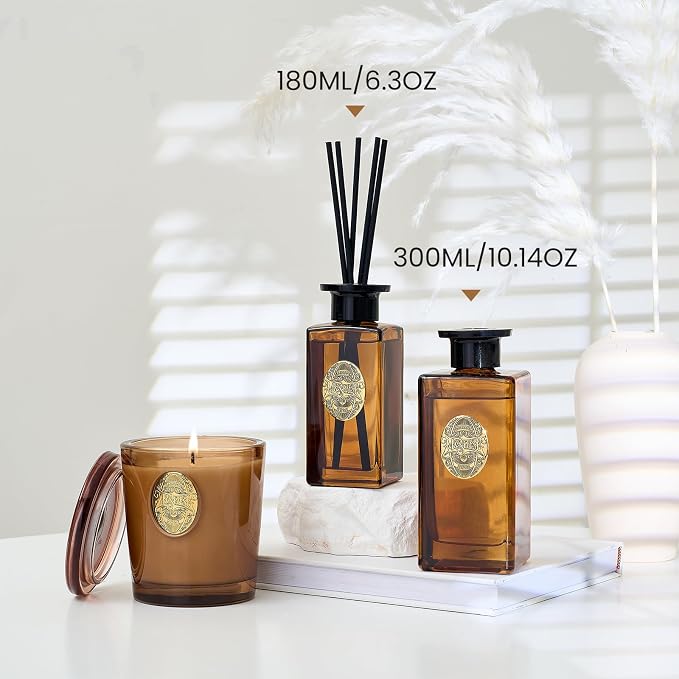 10.14 oz Large Reed Diffuser Set | Under The Fig Scent Home Oil Diffuser with Sticks |Hotel Collection made from natural