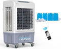 10.5Gal Portable Swamp Cooler, 2600CFM Evaporative Air Cooler with Auto Oscillating, Remote, 3 Speeds, 7.5H Timer & 4 Ice