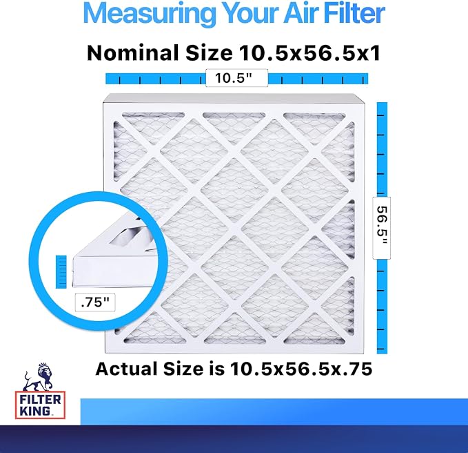 10.5x56.5x1 Air Filter (MERV 8) (4-Pack) Dust & Allergy Control AC Furnace Filters, MADE IN USA, HVAC, Pleated, alternate