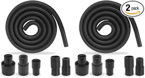 10 Foot Long Dust Collection Power Tool Hose Kit for Multiple Types/Brands of Power Tools and Work Shop Vacuums with Threaded