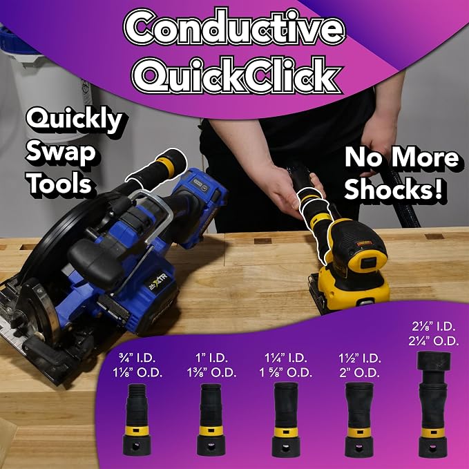 10 Ft. Antistatic Vacuum Hose and Non-Snag Protective Wrap for Shop Vacs with Expanded Multi-Brand Power Tool Adapter Set