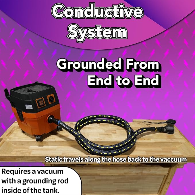 10 Ft. Antistatic Vacuum Hose and Non-Snag Protective Wrap for Shop Vacs with Expanded Multi-Brand Power Tool Adapter Set