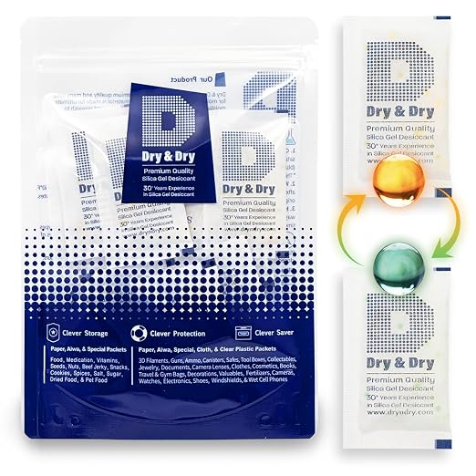10 Gram [100 Packets] Orange Indicating Silica Gel Packets Desiccants - Food Safe Silica Packs, Silica Gel