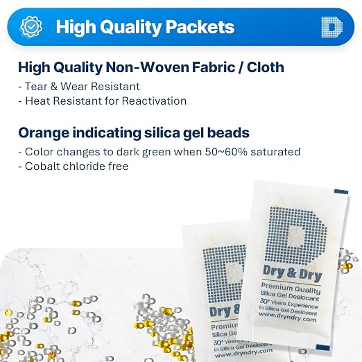 10 Gram [500 Packets] Premium Orange Indicating Silica Gel Packets Desiccants - Food Safe Silica Packets Silica, alternate