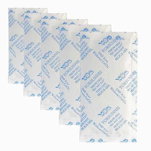 10 Gram Silica Gel Packets, Reusable Desiccant Packs for Storage, Rechargeable Moisture Absorber Food Grade