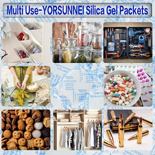 10 Gram Silica Gel Packets, Reusable Desiccant Packs for Storage, Rechargeable Moisture Absorber Food Grade, alternate view 5