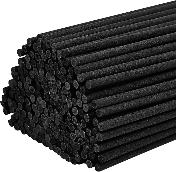 10-Inch Black Reed Diffuser Sticks - 200Pack Fiber Aromatherapy Reeds for Essential Oil, Home, Office and Spa - Diffuser
