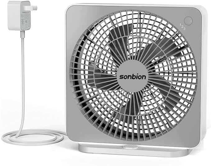 10 Inch Box Fan, Small Window Fan, Quiet Electric Fan with Three Speeds, Square Desk Fan for Home Office Room Apartment