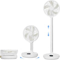 10 inch Foldable Rechargeable Oscillating Fan, 7200mAh Battery Operated Standing Fan with Remote, 6 Speeds and timing