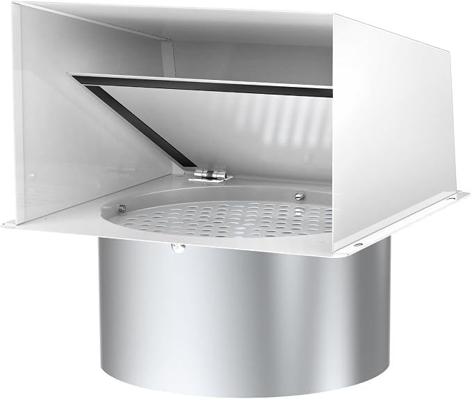 10 Inch Hooded Wall Vent, Dryer Wall Vent Cover Outside with Screen and Damper, Wall Exhaust Vent Cover, Outdoor Air Vent Cap