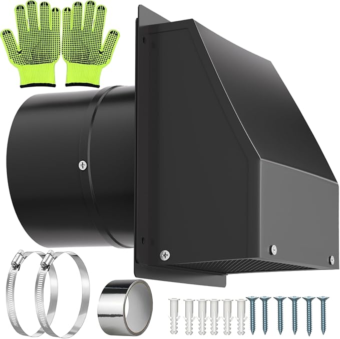 10 Inch Hooded Wall Vent with Screen and Damper, Outdoor Wall Exhaust Vent Cover Cap for Residential Housing