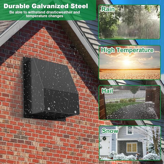 10 Inch Hooded Wall Vent with Screen and Damper, Outdoor Wall Exhaust Vent Cover Cap for Residential Housing, alternate view