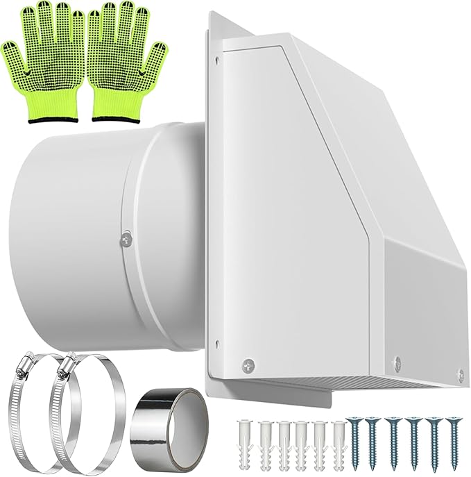 10 Inch Hooded Wall Vent with Screen and Damper, Stainless Steel Wall Vent Exhaust Vent Cover, Exhaust Exterior