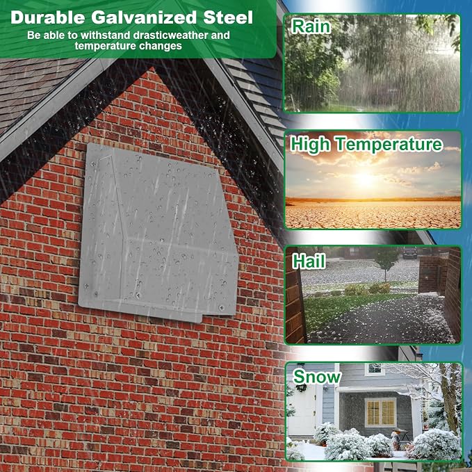 10 Inch Hooded Wall Vent with Screen and Damper, Stainless Steel Wall Vent Exhaust Vent Cover, Exhaust Exterior, alternate