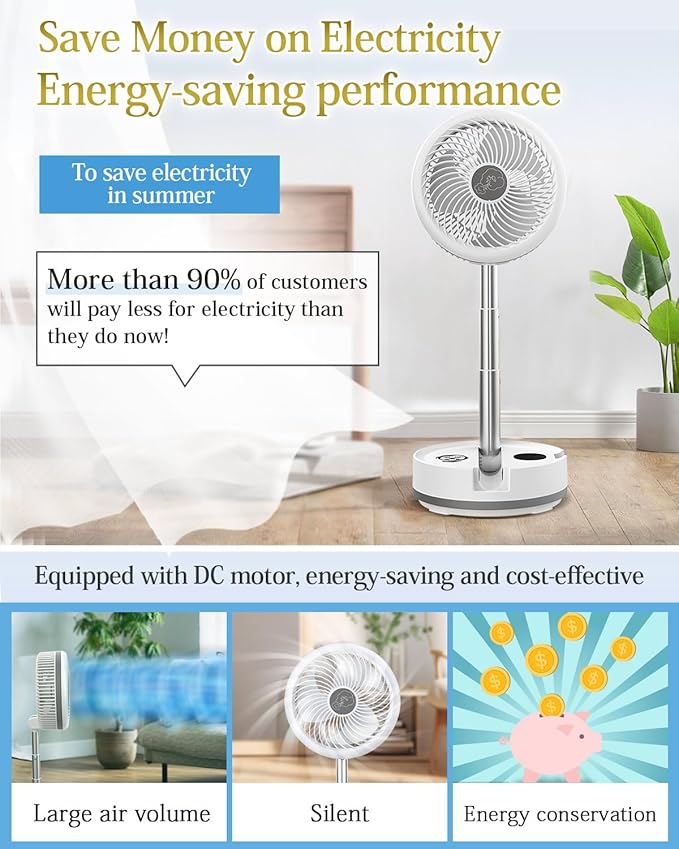 10 inch Portable Fan-Battery Operated Fan, Oscillating Rechargeable Fan with 40000mAh, Remote Control LED Lights, 114HR Run