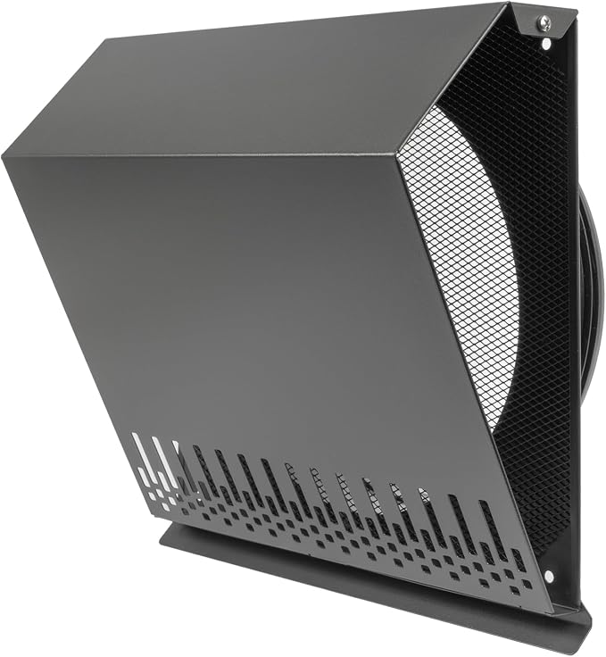 10" Inch Supply Vent Cover with Rubber Gasket - Graphite Black Galvanized Steel - Robust and Weatherproof Outdoor Air Intake