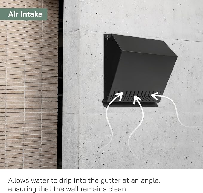 10" Inch Supply Vent Cover with Rubber Gasket - Graphite Black Galvanized Steel - Robust and Weatherproof Outdoor Air Intake