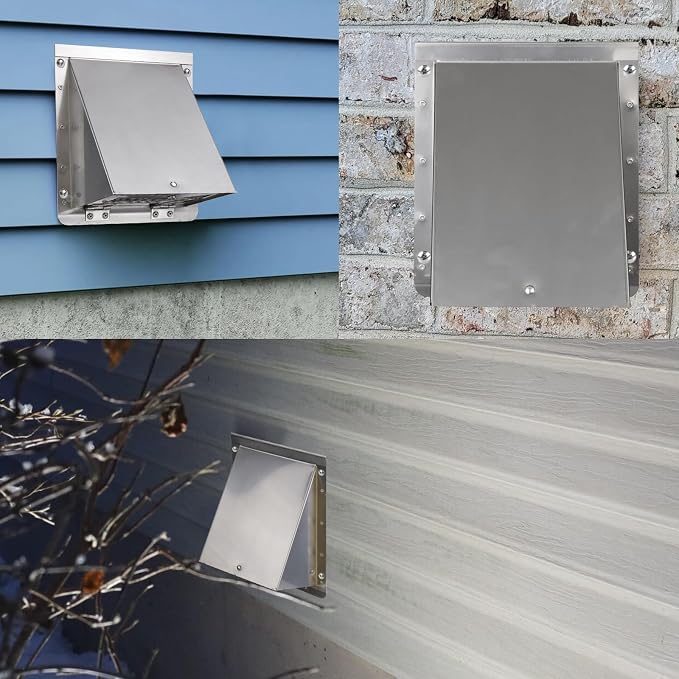 10 Inch Wall Vent Exhaust Vent Cover,Hooded Wall Vent with Screen and Damper,Outdoor Wall Exhaust Vent Cap Exterior Air Vent