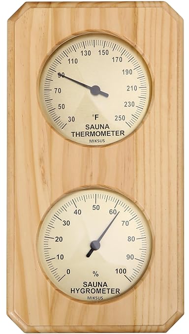10 inches Premium Wood Thermometer-Hygrometer for Sauna (Upgraded Accuracy and Design), product image