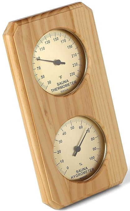 10 inches Premium Wood Thermometer-Hygrometer for Sauna (Upgraded Accuracy and Design), alternate product view 2