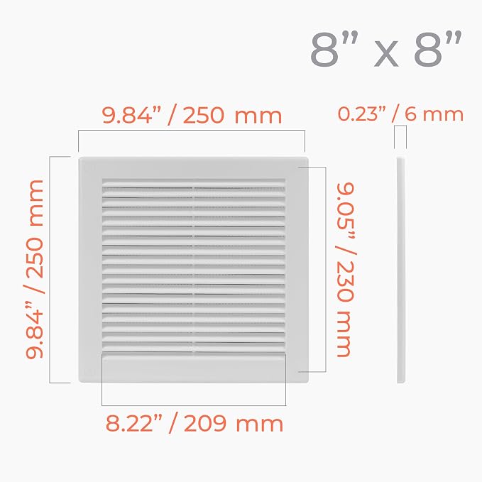 10-Pack 10" x 10" (Outer Size) Square Air Vent Cover – White Plastic Vent Deflector - Screen Mesh, Surface Mount, alternate