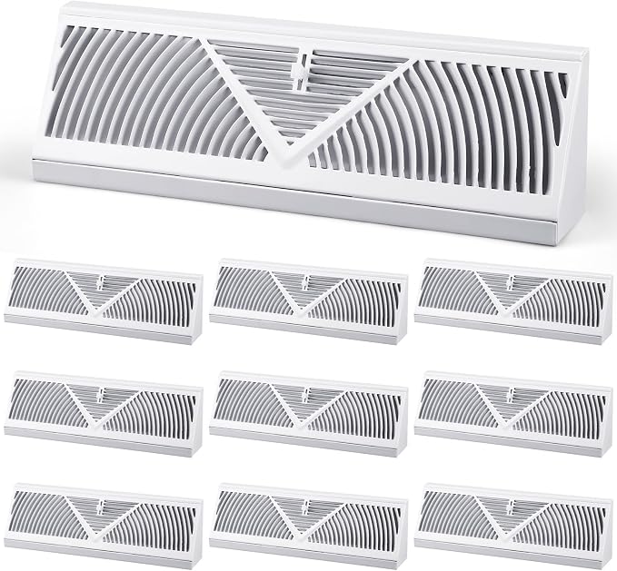 10 Pack Baseboard Register Vent 15 Inch Duct Opening Size Vent Covers for Home Floor Diffuser Wall Corner White