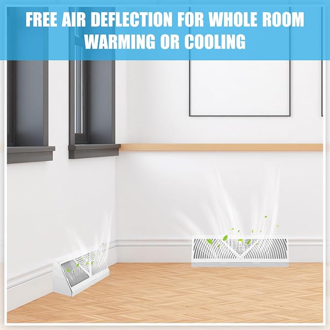 10 Pack Baseboard Register Vent 15 Inch Duct Opening Size Vent Covers for Home Floor Diffuser Wall Corner White, alternate