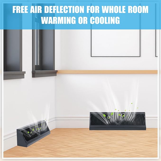 10 Pack Baseboard Register Vent 18 Inch Duct Opening Size Vent Covers for Home Floor Diffuser Wall Corner Black Baseboard Air