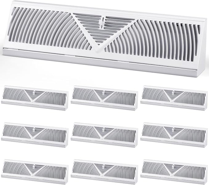 10 Pack Baseboard Register Vent 18 Inch Duct Opening Size Vent Covers for Home Floor Diffuser Wall Corner White