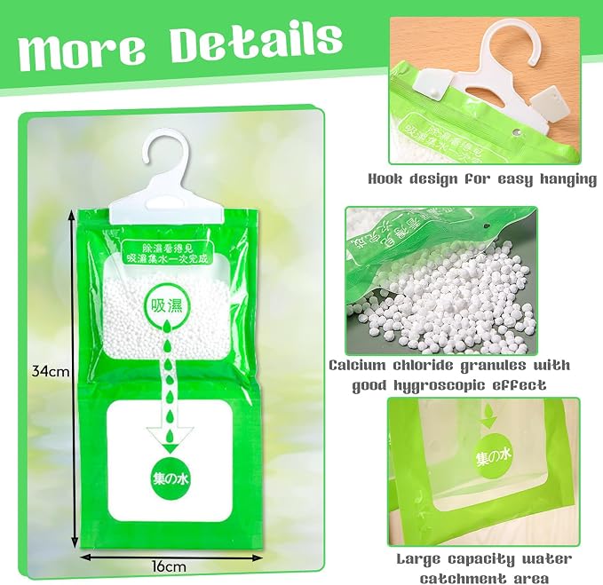 10 Pack Dehumidifier Bags, Moisture Absorber Hanging Bags, Closet Moisture Absorbers, For Use In Kitchens, alternate product