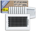 10 Pack] Fits 10x6 Duct Opening Steel Adjustable Air Supply Grille by | Register Vent Cover Grill for Sidewall and Ceiling |