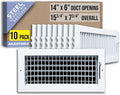 10 Pack] Fits 14x6 Duct Opening Steel Adjustable Air Supply Grille by | Register Vent Cover Grill for Sidewall and Ceiling |