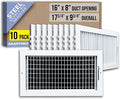 10 Pack] Fits 16x8 Duct Opening Steel Adjustable Air Supply Grille by | Register Vent Cover Grill for Sidewall and Ceiling |