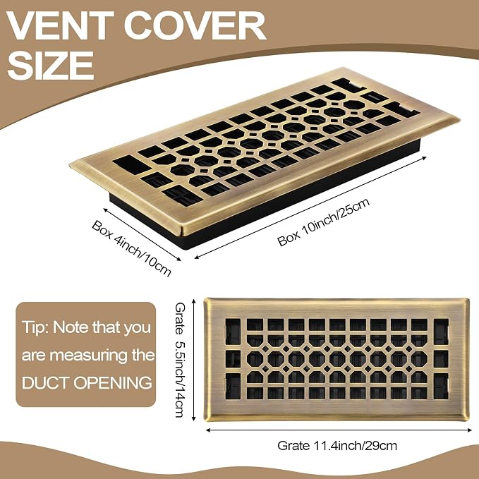 10 Pack Floor Registers 4 × 10 Inch Bronze Steel Vent Covers for Home Floor Heavy Duty Walkable Adjustable Air, alternate