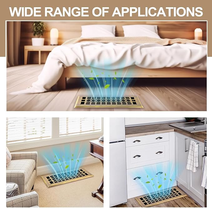 10 Pack Floor Registers 4 × 10 Inch Bronze Steel Vent Covers for Home Floor Heavy Duty Walkable Adjustable Air, alternate