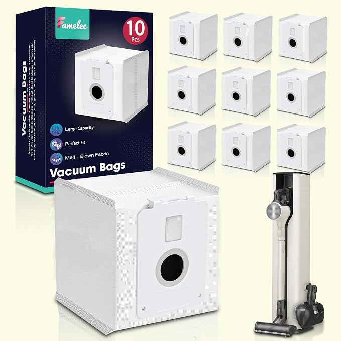 10 Pack for LG Vacuum Bags, Compatible with LG CordZero All in One Tower Vacuum A939KBGS A938KBGS A937KGMS, High-Efficiency