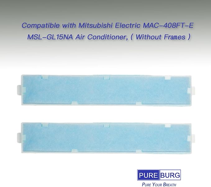 10-Pack MAC-408FT-E Replacement Filter Compatible with Mitsubishi Electric MAC-408FT-E MSL-GL15NA Air Conditioner, No