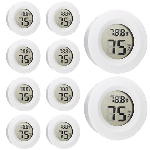 10 Pack Mini Hygrometer Thermometer - Digital Hygrometer Gauge LCD Monitor Temperature Humidity Meter Indoor Room Round