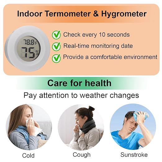10 Pack Mini Hygrometer Thermometer - Digital Hygrometer Gauge LCD Monitor Temperature Humidity Meter Indoor Room Round