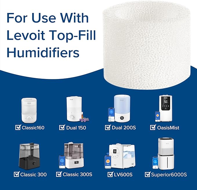 10-Pack Top Fill Humidifier Replacement Filters, Capture Particles to Improve Humidification Efficiency, for Classic160
