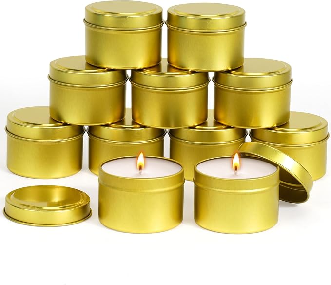 10 Packs 4 oz Candle Tins kit, Candle Making Tins, Candle Jars, 100pcs Candle Wicks, 100pcs Wick Stickers, Candle Containers