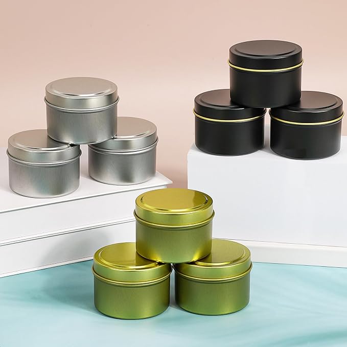 10 Packs 4 oz Candle Tins kit, Candle Making Tins, Candle Jars, 100pcs Candle Wicks, 100pcs Wick Stickers, Candle Containers