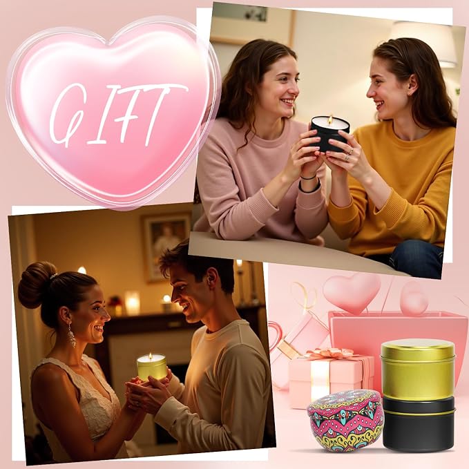 10 Packs 4 oz Candle Tins kit, Candle Making Tins, Candle Jars, 100pcs Candle Wicks, 100pcs Wick Stickers, Candle Containers