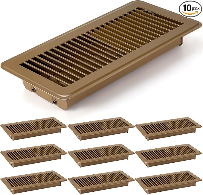 10 Pcs 4" x 12" Floor Register Vent Covers Heavy Duty Steel Walkable Floor Vents with Adjustable Airflow Curved Safe Edges